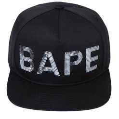 Bape Sequin Snap Back Cap Black