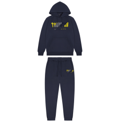 Trapstar Chenille Decoded Hooded Tracksuit-Navy/Yellow